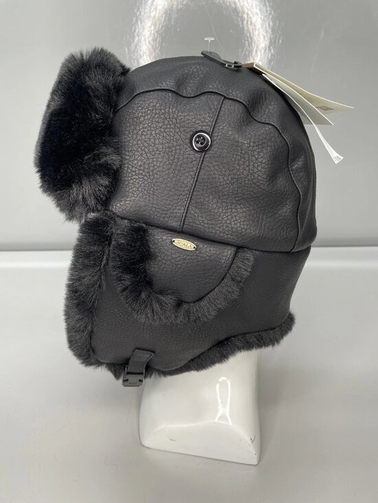 Scala Mens/Womens Aviator Hat Black Size L Faux Fur Trimmed Polyester Winter main image 8